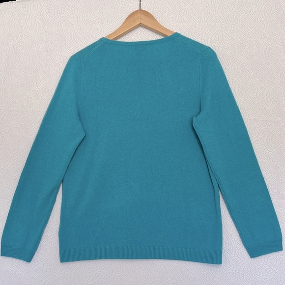 Talbots Petites, Size LP Cashmere Aqua Sweater - Picture 2 of 4